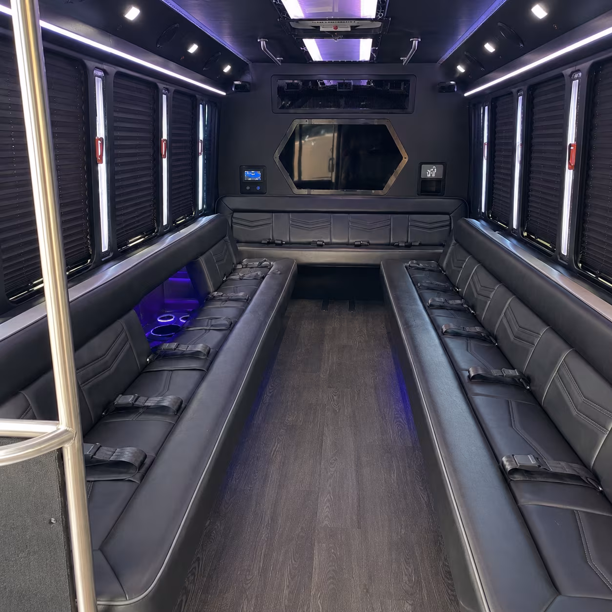 victoria 18 passenger party bus interior