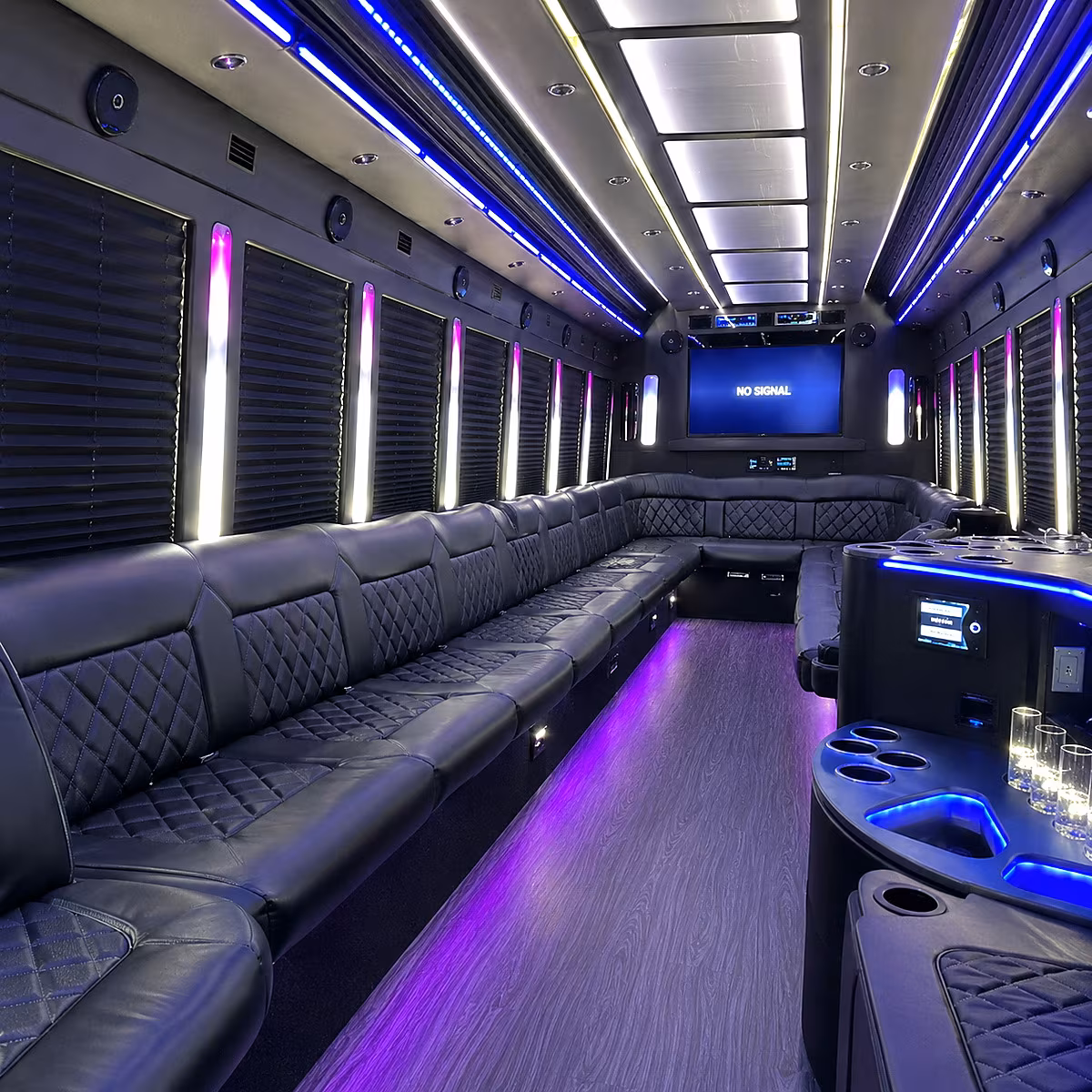 victoria 30 passenger party bus inside