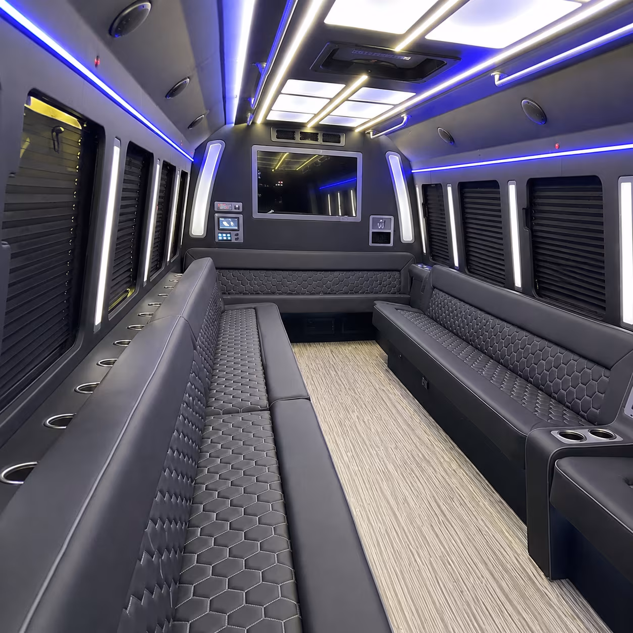 victoria 40 passenger party bus inside